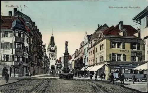 Ak Freiburg im Breisgau, Kaiserstraße, Martinstor
