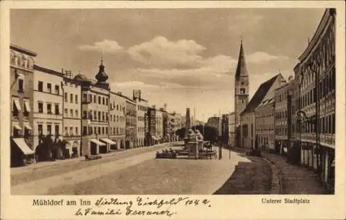 Ak Mühldorf am Inn Oberbayern, Unterer Stadtplatz