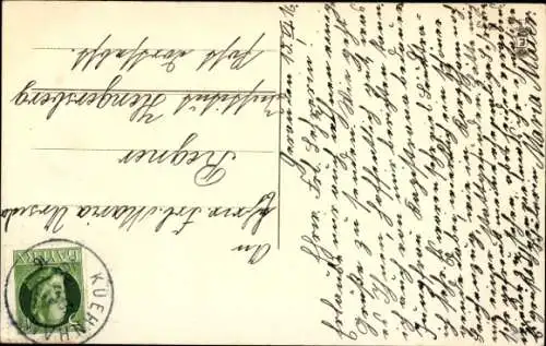 Wappen Litho In Treue fest, Bayrisches Wappen, Fahne, Eichenlaub