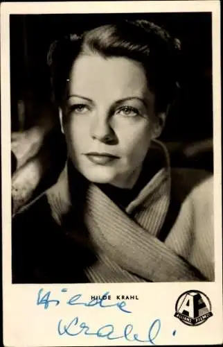 Ak Schauspielerin Hilde Krahl, Portrait, Allianz Film, Autogramm