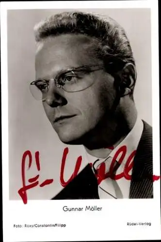 Ak Schauspieler Gunnar Möller, Portrait, Der kühne Schwimmer, Autogramm