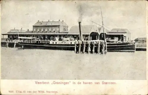Ak Staveren Stavoren Fryslân Niederlande, Groningen Fähre im Hafen