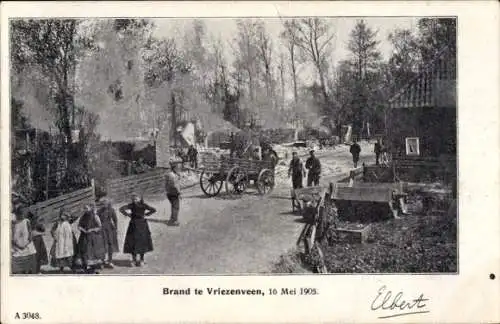 Ak Vriezenveen Overijssel Niederlande, Brand, 16. Mai 1905