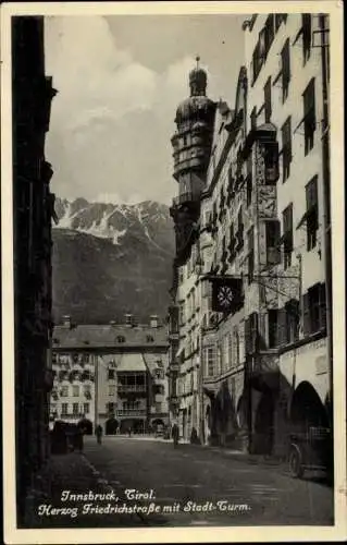 Ak Innsbruck in Tirol, Herzog Friedrich Straße mit Stadtturm