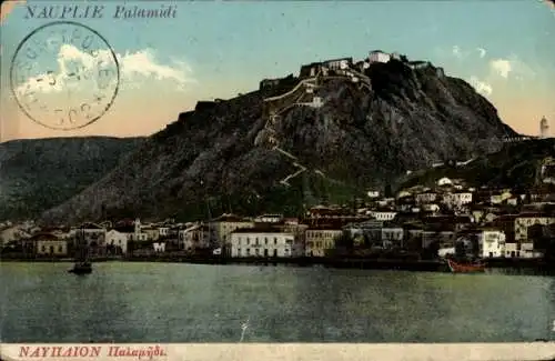 Ak Nauplie Nafplio Griechenland, Blick zur Festung Palamidi