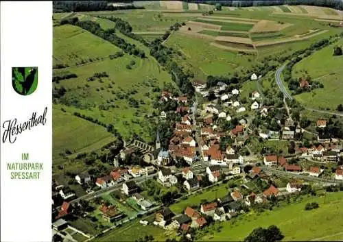 Ak Hessenthal Mespelbrunn im Spessart, Luftaufnahme, Panorama