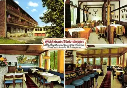 Ak Mespelbrunn im Spessart Unterfranken, Gästehaus Rosenberger, Gastraum, Bar, Balkone