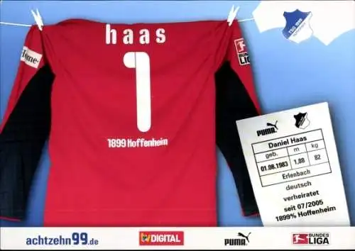 Autogramm Fußball, Daniel Haas, TSG 1899 Hoffenheim