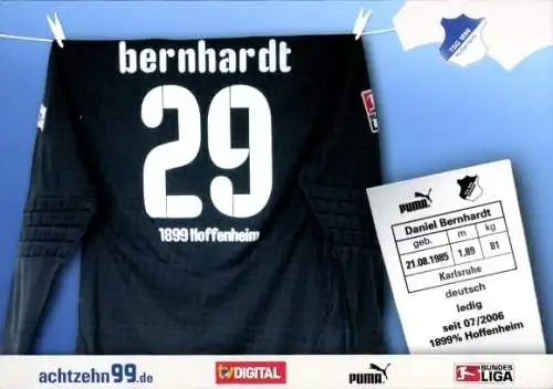 Autogramm Fußball, Daniel Bernhardt, TSG 1899 Hoffenheim