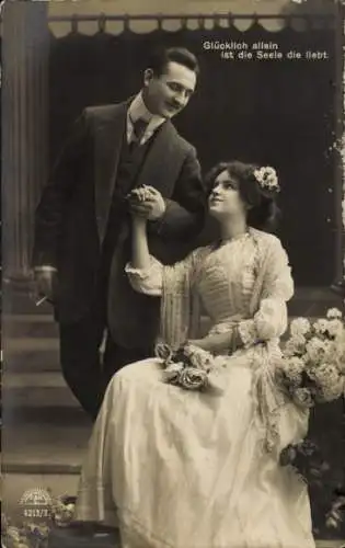 Ak Liebespaar, Glücklich allein ist die Seele die liebt
