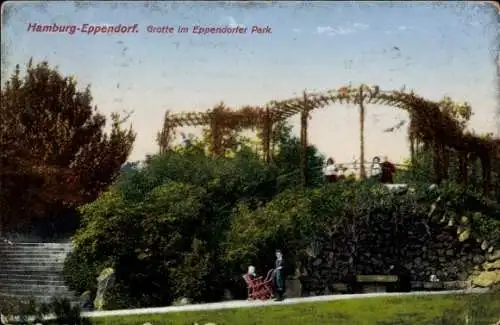 Ak Hamburg Nord Eppendorf, Partie bei der Grotte im Eppendorfer Park