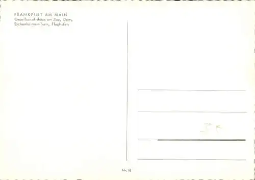 Ak Frankfurt Main, Passagierflugzeug Lufthansa, Flughafen, Gesellschaftshaus, Dom, Eschenheimer Turm