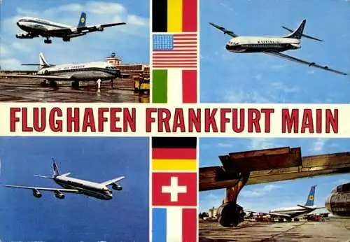 Ak Frankfurt am Main, Flughafen, Passagierflugzeuge Lufthansa, Air France