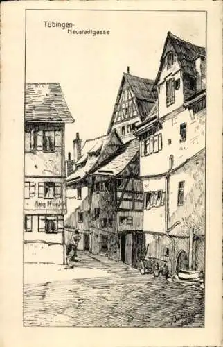 Künstler Ak Tübingen am Neckar, Neustadtgasse