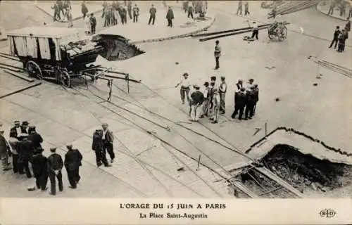 Ak Paris VIII., Sturm vom 15. Juni, Place Saint Augustin