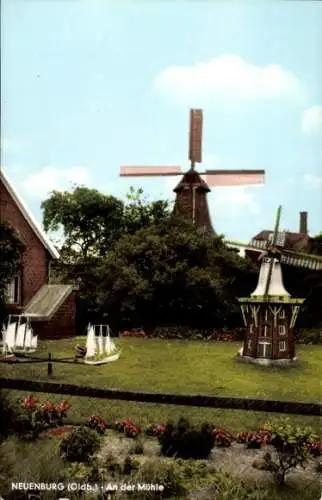 Ak Neuenburg Zetel in Oldenburg Friesland, an der alten Mühle, Windmühle