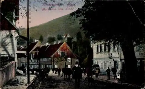 Ak Wildemann Clausthal Zellerfeld im Oberharz, Markt, Linde, Passanten