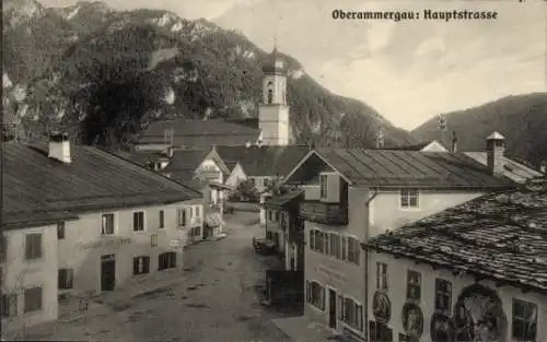 Ak Oberammergau in Oberbayern, Hauptstraße, Kirche