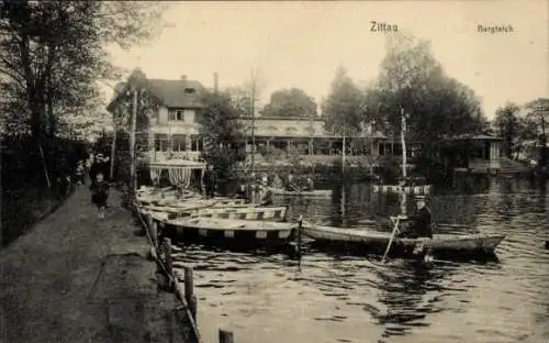 Ak Zittau in der Oberlausitz, Westpark, Burgteich, Restaurant m. Gondelfahrt