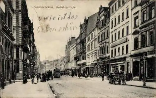 Ak Saarbrücken im Saarland, Bahnhofstraße