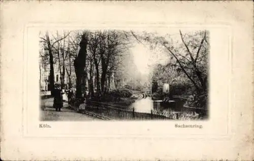 Ak Köln am Rhein, Partie am Sachsenring, Teich, Fontäne