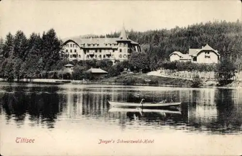 Ak Titisee Neustadt im Breisgau Hochschwarzwald, Jaeger's Schwarzwald-Hotel, Ruderboot