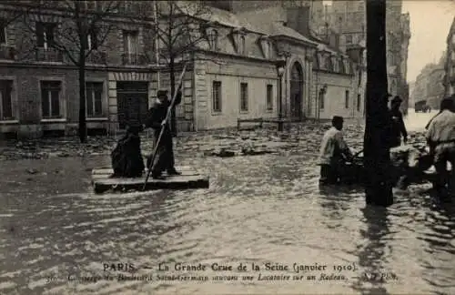 Ak Paris VI, Boulevard Saint Germain, Die große Seineflut, Januar 1910