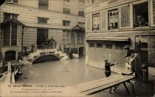 Ak Paris VI, Faubourg Saint Germain, Die große Seineflut am 28. Januar 1910
