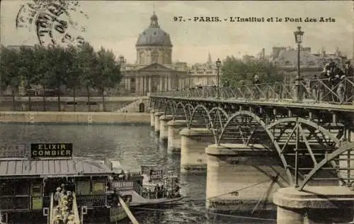 Ak Paris VI, Pont des Arts und das Institut