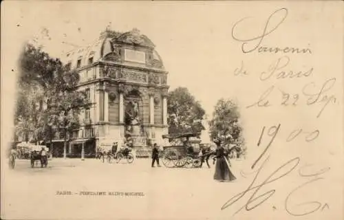 Ak Paris VI, Fontaine Saint-Michel