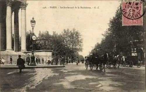 Ak Paris VIIIe Élysée, Boulevard de la Madeleine, Kutsche