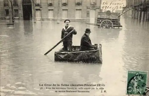 Ak Paris VIIIe Élysée, Boulevard Haussmann, Überschwemmung der Seine, Januar Februar 1910