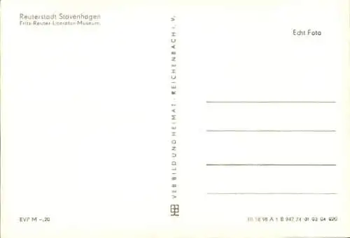 Ak Reuterstadt Stavenhagen in Mecklenburg, Fritz-Reuter-Literatur-Museum