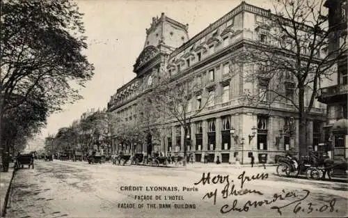 Ak Paris VIII, Crédit Lyonnais, Siège Central, Boulevard des Italiens, Facade de l'Hotel