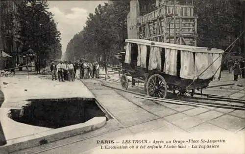 Ak Paris VIII. Arrondissement Élysée, Les Trous, Nach einem Sturm, Place Saint Augustin