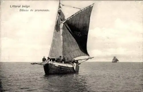 Ak Segelboot vor der belgischen Küste