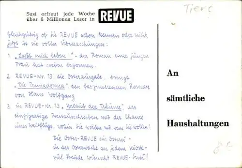 Ak Frohe Ostern, Revue Susi, Hundewelpe im Korb