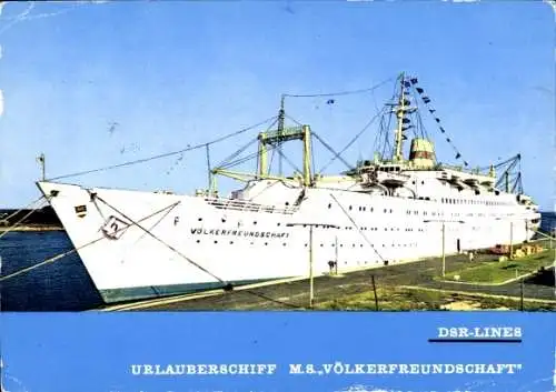 Ak FDGB Urlauberschiff MS Völkerfreundschaft, DSR Lines