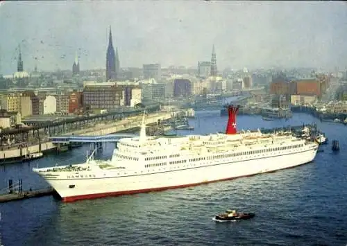 Ak Hamburg, TS Hamburg, Überseebrücke, Hamburg Atlantic Line