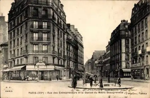 Ak Paris XV, Rue des Enterpreneurs und die Metrostation Beaugrenelle