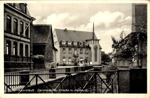 Ak Ober Ramstadt im Odenwald Hessen, Darmstädter Straße, Rathaus