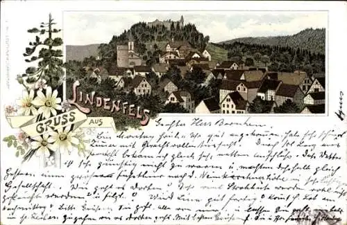 Litho Lindenfels im Odenwald, Teilansicht