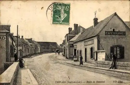 Ak Thivars Eure et Loir, Route de Bonneval, Cafe Bourney