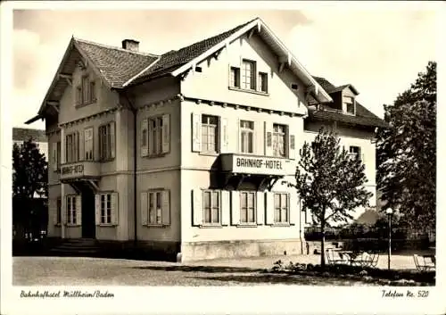 Ak Müllheim in Baden Markgräflerland, Bahnhofhotel