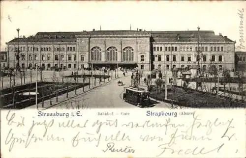 Ak Strasbourg Straßburg Elsass Bas Rhin, Bahnhof