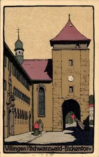 Steindruck Ak Villingen im Schwarzwald, Bickentor