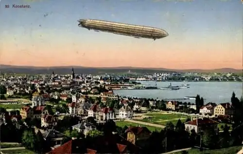 Ak Konstanz am Bodensee, Zeppelin, Gesamtansicht