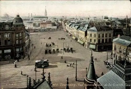 Ak Tourcoing Nord, Grande Place, Straßenbahn