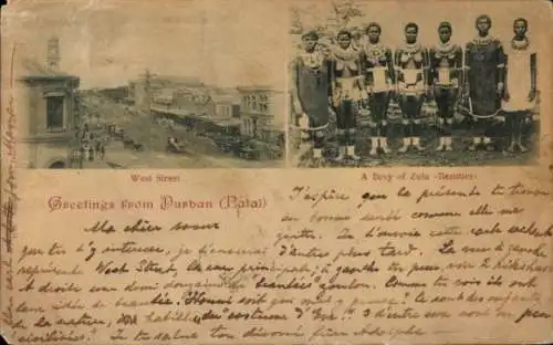 Ak Durban Südafrika, West Street, eine Schar von Zulu-Schönheiten