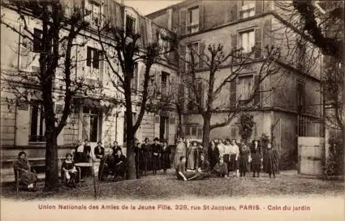 Ak Paris V, Rue Saint Jacques, Nationale Union der Freunde des jungen Mädchens, Garten